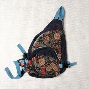 Angel Blue graphic denim crossbody bag